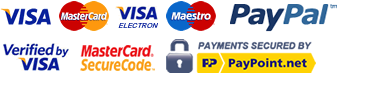 Pay by Visa, Visa Electron, Mastercard, Maestro, Solo, PayPal or Google Checkout